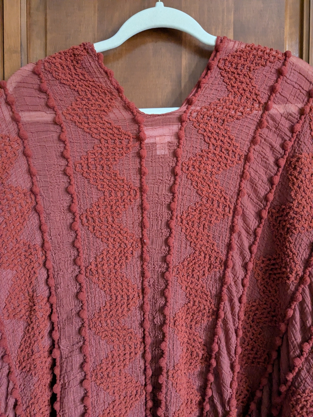 Textured Open-Front Knit Cardigan Sweater - Rust - Picture 9 of 9